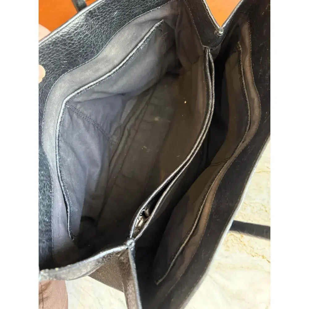 Tod's Pebbled Leather Top Handle Bag Satchel Black